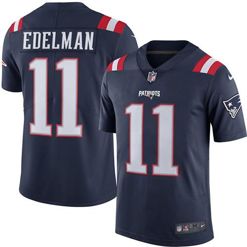 Nike Patriots #11 Julian Edelman Navy Blue Youth Stitched NFL Limited Rush Jersey